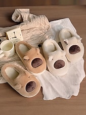 ieftine Flip-Flops de Damă-Papuci de pluș pentru femei cu ursuleți capibara – pantofi de interior din fleece călduroși cu design drăguț cu animale, pentru casă, dormitor și zile confortabile de iarnă
