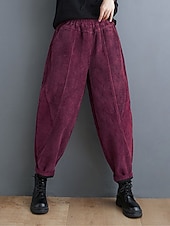 abordables pierna ancha y cintura alta-Mujer Chinos Vacaciones Moda Casual Longitud total Alta cintura Plano Bolsillo Cintura elástica Confortable Suave Cómodo Microelástico Exterior Calle Negro Morado Verde Trébol Café Primavera Otoño