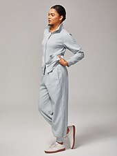 ieftine Palto și trenchuri-Jachetă tricotată elastică gri melanj pentru femei, guler înalt, buzunare duble cu fermoar, elegantă, confortabilă, din bumbac, casual, pentru lucru zilnic, versatilă, toamnă