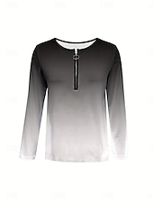 levne tričko umění a designu-Dámské Tričko Grafika Spád Elegantní Vinobraní stylové Dlouhý rukáv Do V Kulatý Vroubkovaný krk Běžné topy Denní Víkend Zip Tisk Černá Světle zelená Jaro Podzim Zima