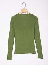 billiga Blusar &amp;amp; skjortor-Dam Button Down skjorta Casual skjorta Randig Ledigt Purpur Grön Beige Knappar Långärmad Elegant Semester Grundläggande V-hals Höst Många årstider
