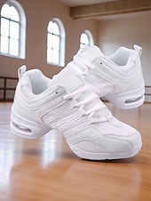 abordables Baskets de danse-Baskets de danse jazz en maille rouge et noire pour femmes avec semelle fendue, design léger et respirant - chaussures d&#039;entraînement professionnelles pour le hip-hop, la zumba et l&#039;entraînement de