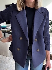 preiswerte Wintermäntel-Damen Mantel Bequem Atmungsaktiv Knöpfe Mode Täglich Einfach Outdoor Lässig Täglich Einreihig Regulär Revers Normale Passform Langarm Oberbekleidung Hellblau Schwarz Rosa Frühling Herbst