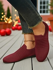economico Sneakers da donna-sneakers slip-on flyknit da donna: scarpe casual leggere e traspiranti per camminare, viaggiare, Natale e per tutti i giorni