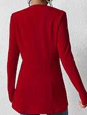 abordables Blazers y Trajes-Mujer chaqueta Cómodo Botones Moda Plano Noche Fin de semana Botonadura Simple Regular Escote en Pico Ajuste regular Manga Larga Ropa de calle Negro Blanco Vino Otoño