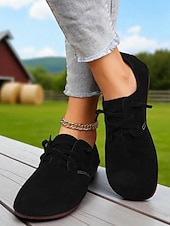 baratos Sapatilhas e Mocassins de mulher-sapatilhas casuais femininas marrons com cadarço – sapatos leves e largos para caminhadas no campo, marrons e uso diário