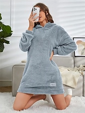 tanie Sukienki z kapturem i bluzą-Sukienka dresowa damska hoodie mini sukienka sukienka ołówkowa wakacje casual boho na co dzień sportowa wychodząca luźny krój gładki długi rękaw z kapturem różowy czerwony niebieski szary wiosna