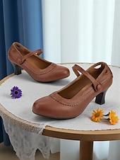 cheap 1950s-Women&#039;s Vintage Green Mary Jane Heels - 1950s-Style Round Toe Shoes with Scallop Details for Fall Work Looks,Daily Outfits and Vintage-Inspired Gatherings