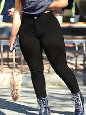 olcso Női szűk nadrág-Női Nadrág Leggingek Kényelmes leggings Utcai sikk Alkalmi Teljes hossz Természetes Sima Zseb Rugalmas derék Kényelmes Utca Szabadság Fekete Sötétkék Világoskék Ősz Normál