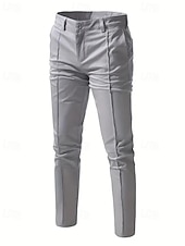economico Chino-Per uomo Pantaloni Chinos Pantaloni plissettati Tasca Bottoni Semplice Comodità Formale Feste Lavoro Moda Stile Classico Nero Vino Micro-elastico