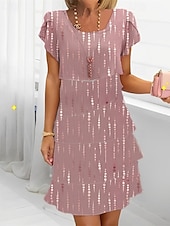 cheap Print Floral Dresses-Women&#039;s Mini Dress Casual Dress Chiffon Dress Summer Dress Fashion Modern Daily Beach Weekend Regular Fit Flower Short Sleeve Crew Neck Pink Blue Lavender Dark Blue Summer Spring