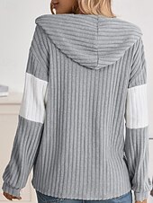preiswerte Freizeitjacken-Damen Kapuzenjacke Bequem Patchwork Reißverschluss Lässig Farbblock Ausgehen Wochenende Reisverschluss Regulär Mit Kapuze Normale Passform Langarm Oberbekleidung Schwarz Hellgrün Rosenrot Herbst