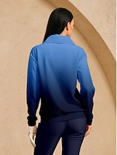 Dam Pullover-tröja Mörk Marin Långärmad Överdelar Golfkläder för damer Kläder Outfits Bär kläder billiga Kvinnors golfkläder-Dam Pullover-tröja Mörk Marin Långärmad Överdelar Golfkläder för damer Kläder Outfits Bär kläder