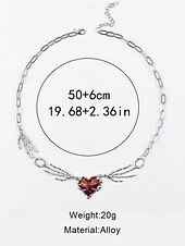 economico Accessori di Halloween-Collana da donna con ciondolo a forma di cuore e mano scheletrica per Halloween, catena con gemma rossa punk gotica, gioielli per feste in maschera e cosplay