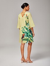 abordables Robes décontractées-mini-robe ample à imprimé floral et col en V