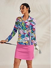 billiga Polos &amp;amp; kvartsdragkedjor-Dam Vandringspolotröja Mörkblå Långärmad Överdelar Golfkläder för damer Kläder Outfits Bär kläder