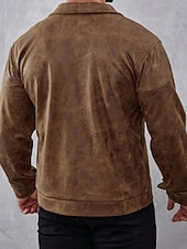 economico Giacca in ecopelle-Per uomo Giacca in Ecopelle Giacca in finta pelle scamosciata Vacanza Quotidiano Antivento Caldo Tasca Autunno Inverno Semplice Moda Classico Bavero Regolare Marrone Giacca