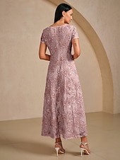billiga Nyårsklänningar-Dam Maxiklänning Sheath Dress Elegant party cocktail Normal Ensfärgat Kortärmad Rund hals Blush Pink
