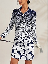 cheap Polos &amp; Quarterzips-Women&#039;s Golf Polo Shirt Dark Blue Long Sleeve Top Ladies Golf Attire Clothes Outfits Wear Apparel