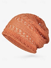 abordables Chapeaux pour femmes-Bonnet ample en tricot de dentelle pour femme – bonnet en polyester léger et respirant pour le printemps, l&#039;automne, les promenades en plein air et les tenues décontractées quotidiennes