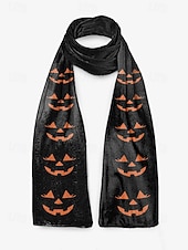 ieftine Accesorii de Halloween-Eșarfă imprimată de Halloween pentru femei – șal lung și confortabil cu modele de fantome, jack-o&#039;-lantern și vrăjitoare, accesoriu moale și ușor de toamnă pentru petreceri costumate, Halloween, festivaluri și purtare zilnică