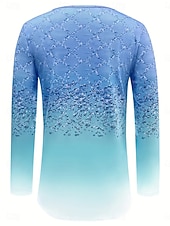 Недорогие Искусство и Дизайн футболка-Жен. Футболка С принтом Омбре Графика Геометрический принт Винтаж Мода Стиль Длинный рукав Вырез под горло Круглый вырез Обычные топы Повседневные выходные Синий Розовый Зеленый Лето Весна Осень