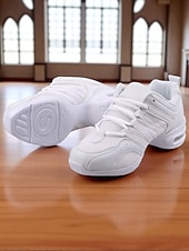 abordables Baskets de danse-Baskets de danse jazz en maille rouge et noire pour femmes avec semelle fendue, design léger et respirant - chaussures d&#039;entraînement professionnelles pour le hip-hop, la zumba et l&#039;entraînement de