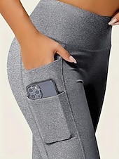 tanie Gładkie legginsy-Damskie Getry Moda Codzienny Pełna długość Wysoka talia Jednokolorowe Kieszeń Wysokie cięcie Oddychalność Miękka Wygodny Wysoka elastyczność Wino Granatowy Czarny Szary Jesień Zima Opinający / a