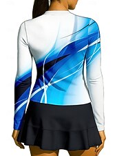 tanie Koszula damska-Damskie Geometryczny Gradient Koszulka sportowa Koszulka do tenisa Góra tenisowa Długi rękaw Zamek Kwiaty UPF50+ Odporny na UV Wysoka elastyczność Odprowadza wilgoć Oddychający Siatkówka Bransoletka