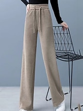 halpa Suorat Housut-Naisten Vakosamettihousut Housut Suora Katutyyli Vapaa-aika Täyspitkä Luonnollinen Tavallinen Joustava kiristysnauhan suunnittelu Mukava Katu Pyhäpäivä Viikonloppu Tumma harmaa Musta Khaki Syksy