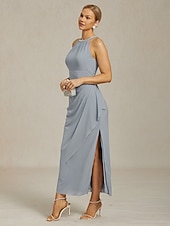 levne Party šaty-Dámské Maxi šaty Plášťové šaty Elegantní Večírek koktejl Pevná barva Bez rukávů Tričkový Dusty modrá Léto