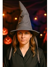 billige Halloween-tilbehør-Halloween-heksehatt til dame, vintage-stil trollmannskostymetilbehør, perfekt for cosplay og halloween-fester