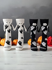 abordables Accesorios de Halloween-Calcetines de fantasma de Halloween para mujer con ojos 3D y estilo de dibujos animados, divertidos y cómodos calcetines deportivos para fiestas y ropa informal 3D