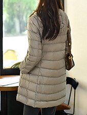 abordables Doudounes-Femmes Doudoune Manteau Chaud Confortable Fermeture éclair Avec Poches Mode Uni Fête Décontracté Quotidien Week-end Fermeture éclair Long À capuche Coupe régulière manche longue Vêtements d&#039;extérieur
