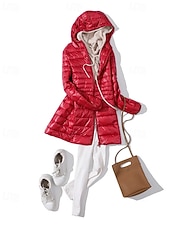 abordables Doudounes-Femmes Doudoune Manteau Chaud Confortable Fermeture éclair Avec Poches Mode Uni Fête Sortir Décontracté Quotidien Week-end Fermeture éclair Long À capuche Coupe régulière manche longue Vêtements