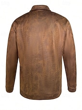 economico Giacca in ecopelle-Per uomo Giacca in Ecopelle Giacca in finta pelle scamosciata Vacanza Quotidiano Antivento Caldo Tasca Autunno Inverno Semplice Moda Classico Bavero Regolare Marrone Giacca