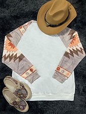 billige Dyr Topp-Dame Pullover Grafisk Dyr Fritid Langermet Crew-hals Vanlige topper Avslappet Oransje Vår Høst Vinter