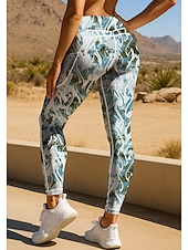voordelige Yoga leggings en panty's-Dames pilatesleggings Fitness broek Fitnessleggings Zakken Zegelrecht Zijzakken Pilates Sportschool Sportschooltraining Broeken Panty Legging Grafisch Abstract camouflage Appel Groen Roze Paars Sport