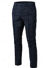 economico Chino-Per uomo Pantaloni Chinos Pantaloni plissettati Tasca Bottoni Semplice Comodità Formale Feste Lavoro Moda Stile Classico Nero Vino Micro-elastico