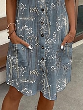 abordables Robes Floraux Imprimés-Femmes Mini Robe Robe Chemise Robe Décontractée Robe Imprimée Mode Moderne Quotidien Plage Week-end Coupe régulière Fleuri Manche Courte Col de chemise Bleu Été Printemps Automne