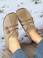baratos Sapatilhas de mulher-mocassins femininos acolchoados, largos e sem cadarço, com acabamento em camurça sintética, calçados descalços antiderrapantes e conforto aconchegante para uso em casa e em trajes casuais