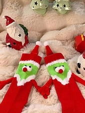 abordables Calcetines de mujer-Calcetines navideños divertidos de dibujos animados para mujer: cómodos calcetines cálidos de invierno estilo Papá Noel en rojo y verde para fiestas y regalos navideños.