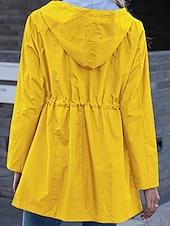 baratos jaqueta ativa-Mulheres Casaco com capuz Jaquetas de chuva impermeáveis Capas de chuva Manter Quente Confortável Zíper Bolsos Ao ar livre Casual Tecido Para Noite Casual / Diário Zíper Padrão Com Capuz Normal Manga