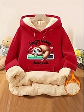 رخيصةأون قمصان مخططة وهندسية-نسائي كنزة صوفية حيوان كاجوال كم طويل مع قبعة قمصان عادية شارع مناسب للبس اليومي طباعة أسود وردي بلاشيهغ أحمر أخضر الخريف الشتاء