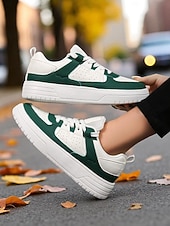 cheap Women's Sneakers-Women's Pink and Black Colorblock Lace-Up Sneakers - Comfortable Faux Leather Platform Walking Shoes for Casual Outfits, Street Style and Autumn Travel