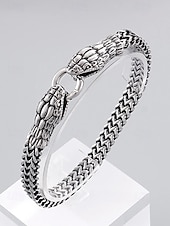 billige Halloween-tilbehør-Halloween-armbånd med slangehode til herre – gotisk punk-kjede i rustfritt stål med armbåndsmykker til fester, cosplay og uteliv