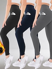 halpa Fleece-vuoratut legginsit-Naisten fleecevuoratut leggingsit Housut Leggingsit Katutyyli Vapaa-aika Täyspitkä Luonnollinen Tavallinen Joustava vyötärö Pehmeä Loma Päivittäin Bile purppura Tumma harmaa Musta Tumma