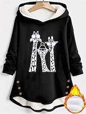 economico Umor e Citazioni Tops-Felpa con cappuccio da donna felpa foderata in pile pigiama caldo felpe grafiche con animali calde casual morbide maniche lunghe lunghe casual stampa sportiva nera rosa rossa blu grigia autunno
