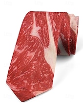 preiswerte Halloween-Zubehör-Herren-Halloween-Krawatte mit Fleisch-Print – lustiges und einzigartiges Steak- und Speck-Design, perfekt für Halloween-Partys und Kostümveranstaltungen