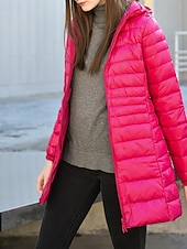 abordables Doudounes-Femmes Doudoune Manteau Chaud Confortable Fermeture éclair Avec Poches Mode Uni Fête Sortir Décontracté Quotidien Week-end Fermeture éclair Long À capuche Coupe régulière manche longue Vêtements